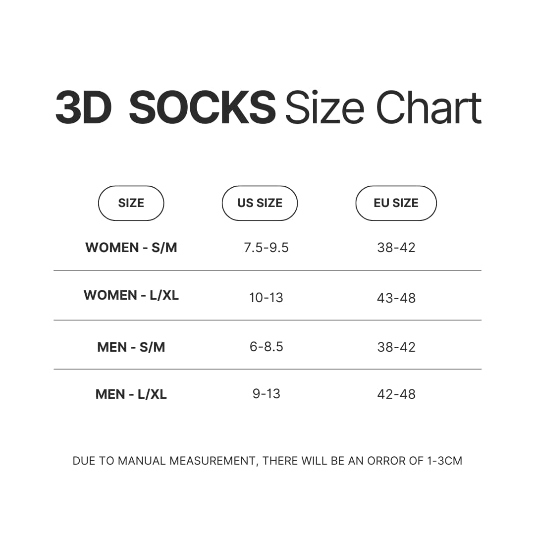 3D Socks Size Chart - Chip and Dale Merch