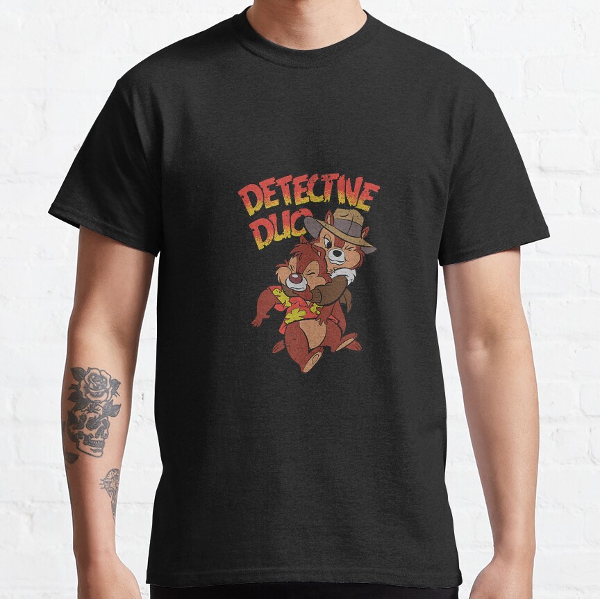 Retro Chip N Dale Rescue Rangers Detective Duo T-shirt - Image 2