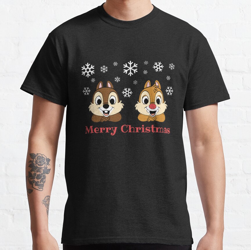 Merry Christmas The Cartoon Chip N Dale Rangers Greetings T-shirt