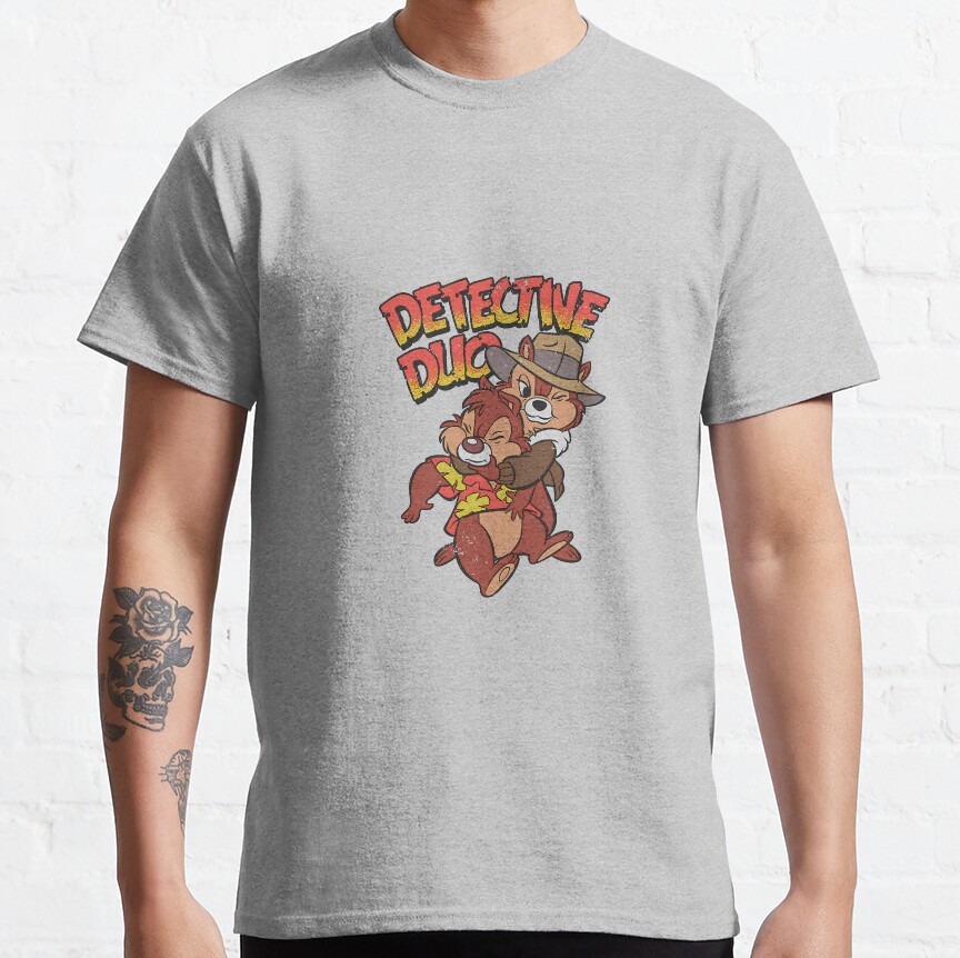 Retro Chip N Dale Rescue Rangers Detective Duo T-shirt - Image 4