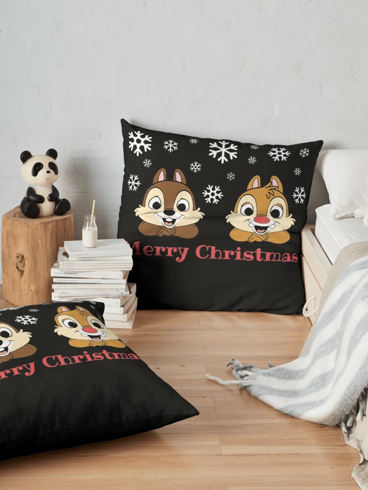 Merry Christmas The Cartoon Chip N Dale Rangers Greetings Throw Pillow - Image 2