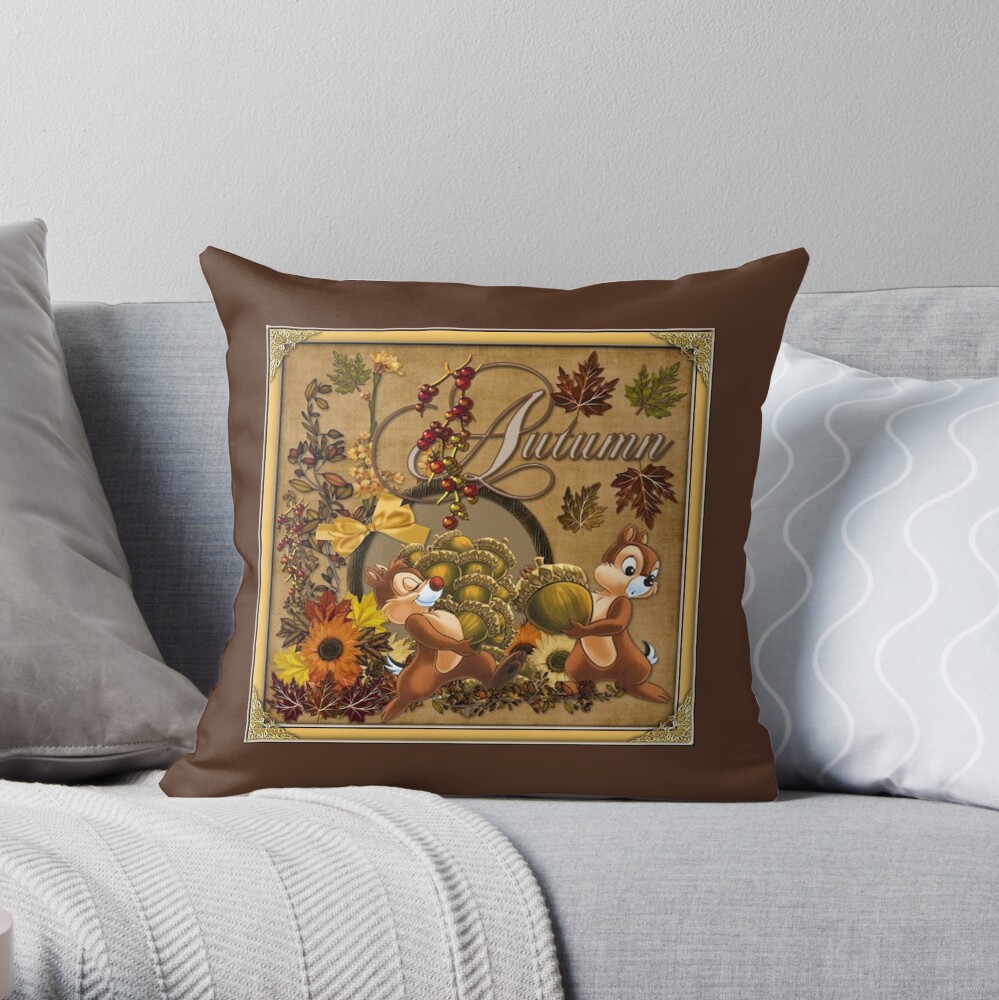 Chip And Dale Autumn Throw Pillow