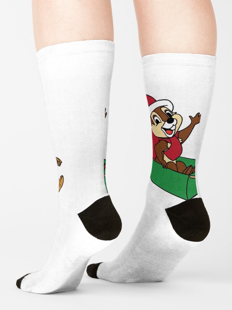 The Cartoon Chip N Dale Rangers On A Christmas Sleigh Socks - Image 2
