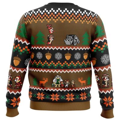 Chip n Dale Christmas Rangers PC Ugly Christmas Sweater back mockup - Chip and Dale Merch